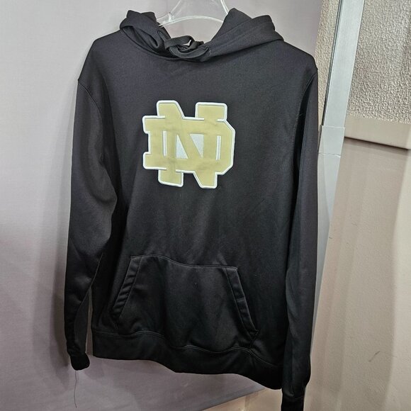 Mens Notre Dame Hoodie Sweatshirt Colosseum L Black Gold Irish Embroidered NCAA - Picture 1 of 7